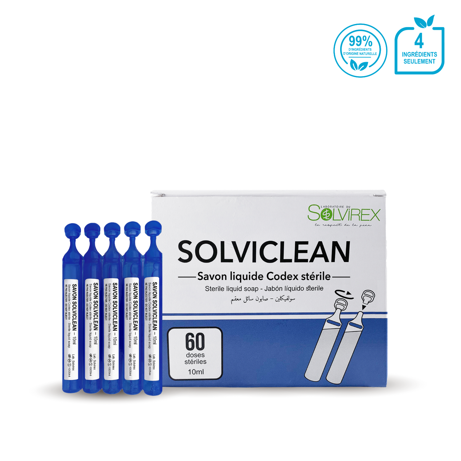 Solviclean - Unidoses stérile 10 ml (Savon Hypoallergénique)